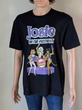 Josie & the Pussycats T Shirt Men's Large Black Purple Short Sleeve NWOT Gildan